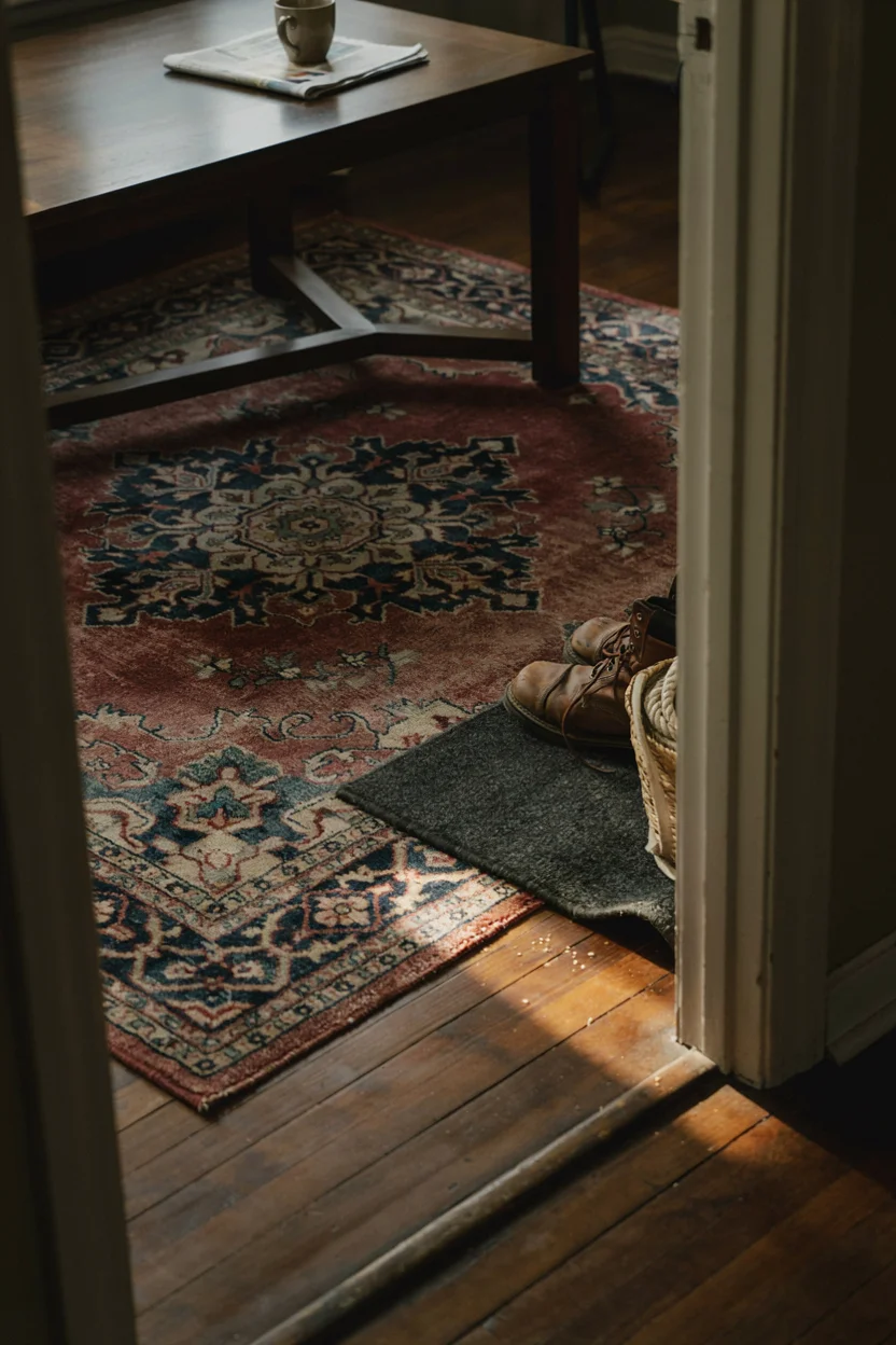 Layered Vintage Rugs Build Texture Underfoot