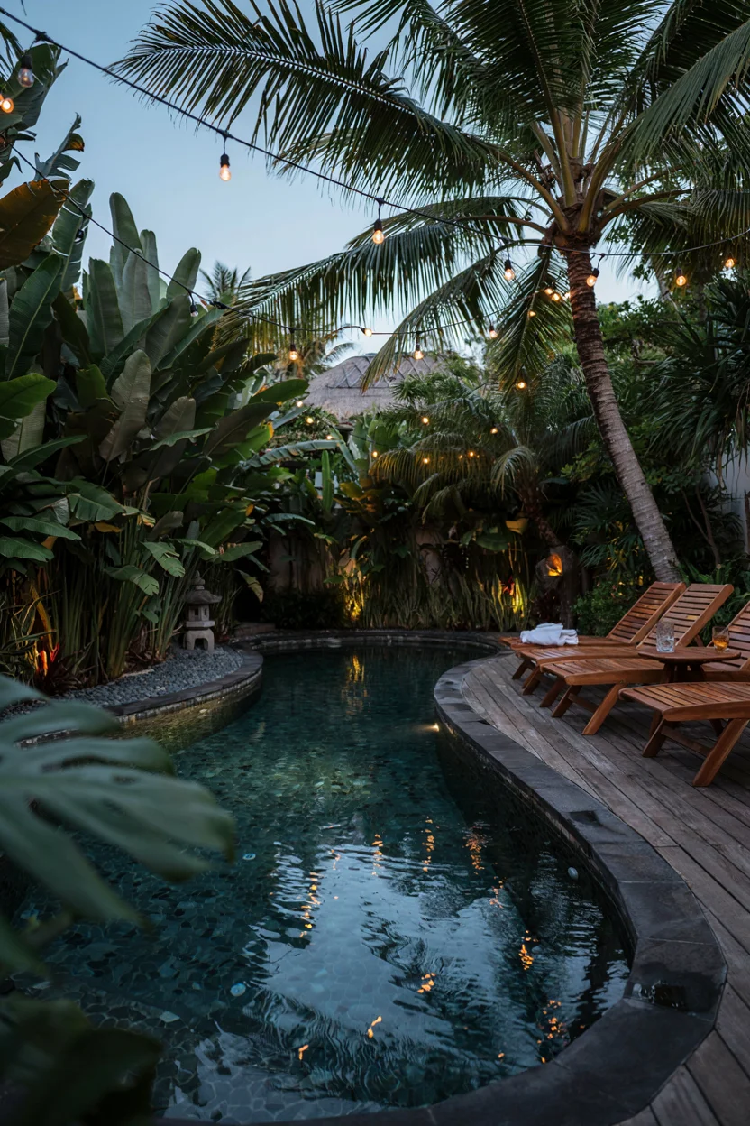 Lush Tropical Garden Pool Retreat