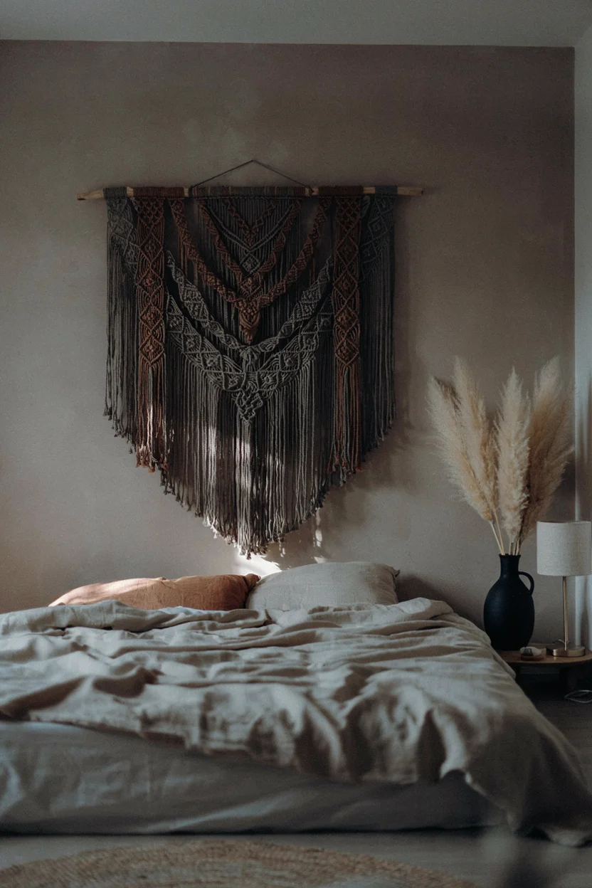 Macrame Wall Hanging in Deep Tones