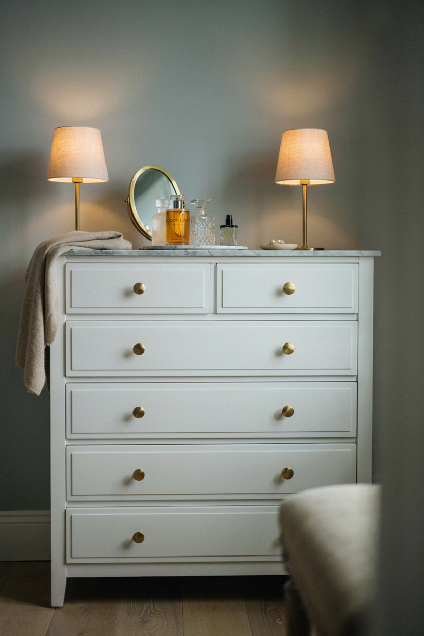 Marble-Top Dresser with Ample Drawer Space
