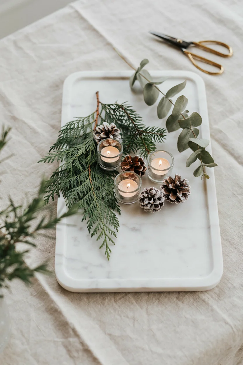Marble Tray with Mixed Greenery