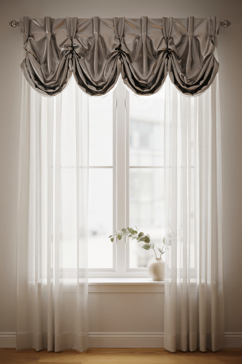 Metallic Balloon Valance Over a Streamlined Window