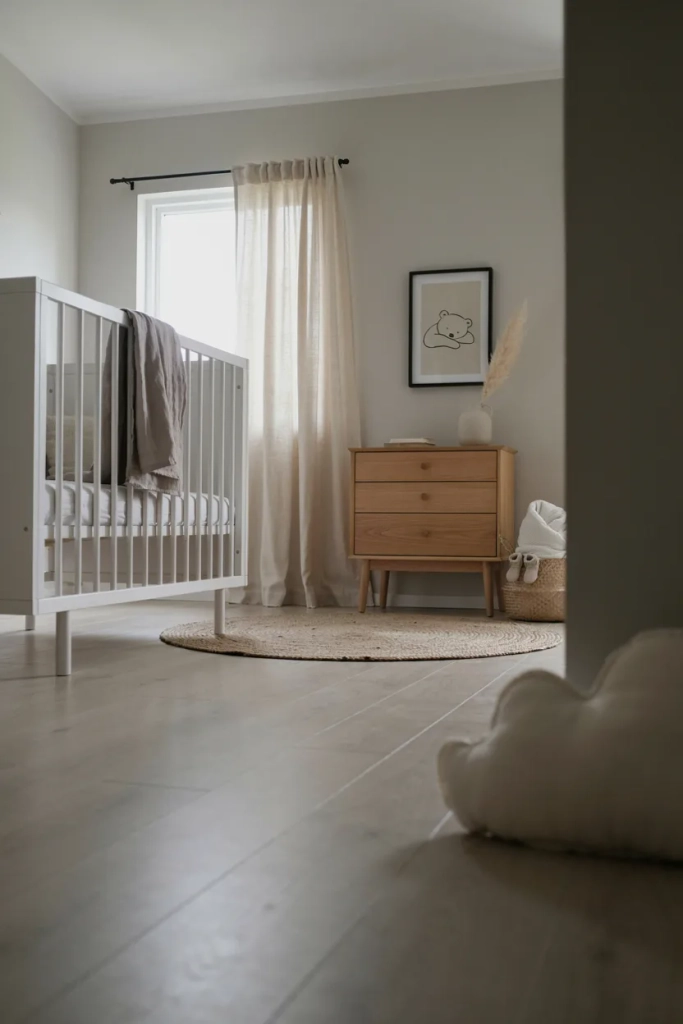 Minimalist Nursery in Soft Gray Tones