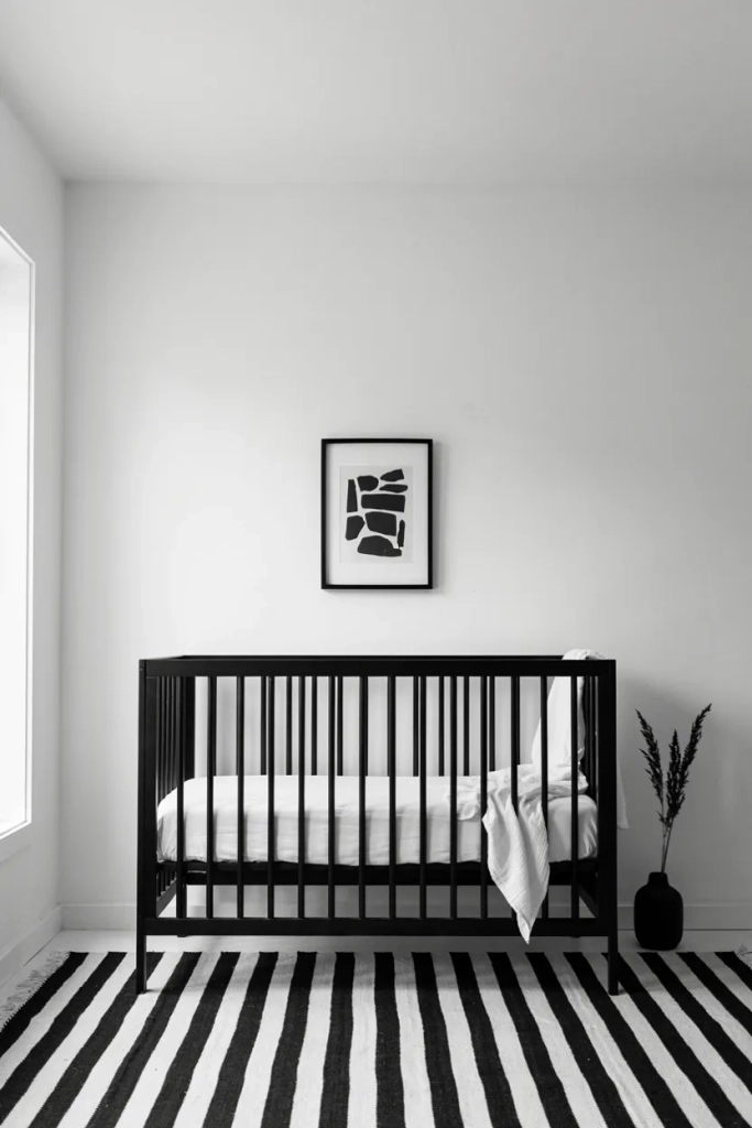Minimalist Nursery with Black and White Contrast Minimalist Nursery Ideas