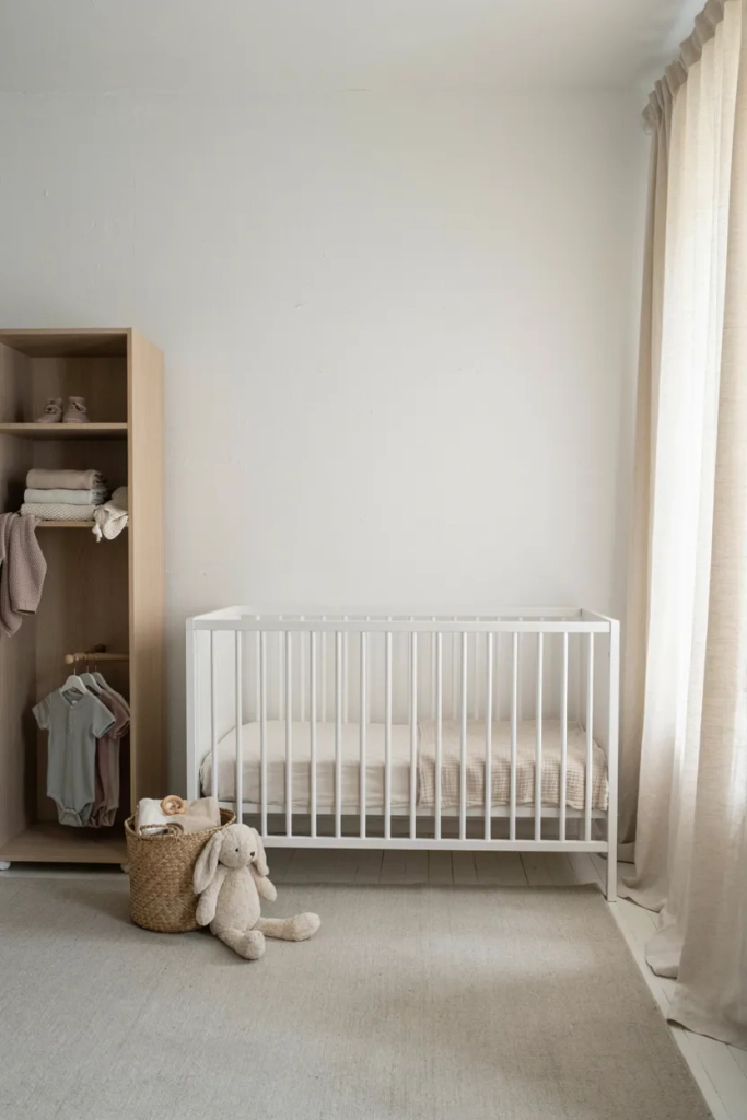 Minimalist Nursery with Capsule Wardrobe Storage