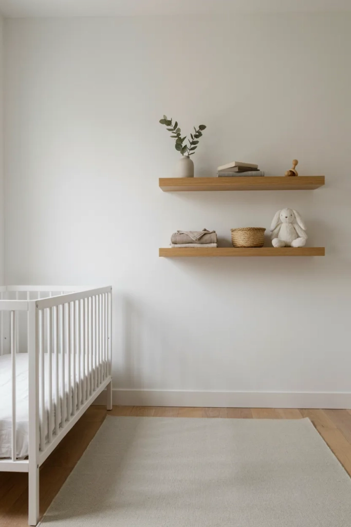 Minimalist Nursery with Floating Shelves Only