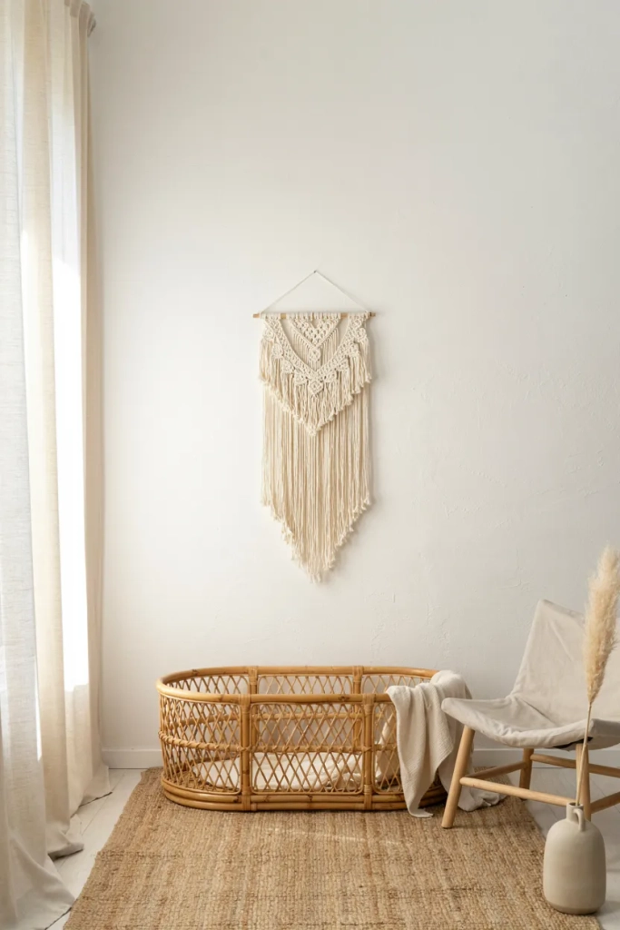 Minimalist Nursery with Woven Texture Focus