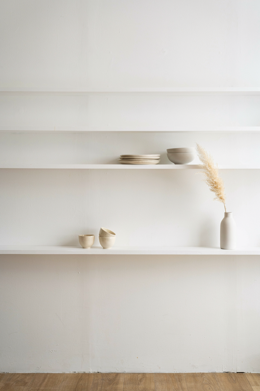 Minimalist White Open Shelves