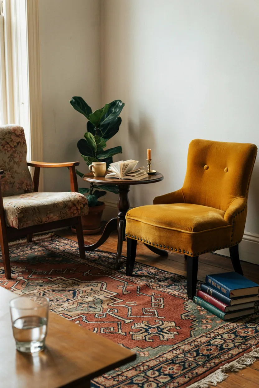  Mismatched Pair of Vintage Chairs