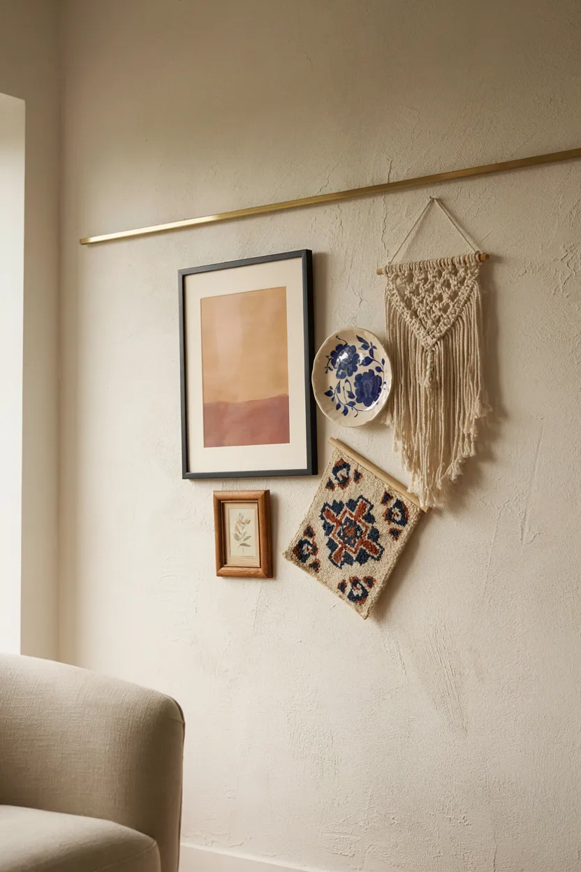 Mixed Media Wall with Textiles