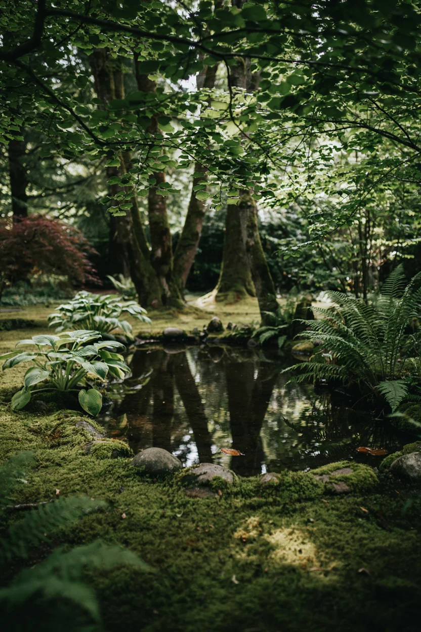 Moss-Covered Garden Pool