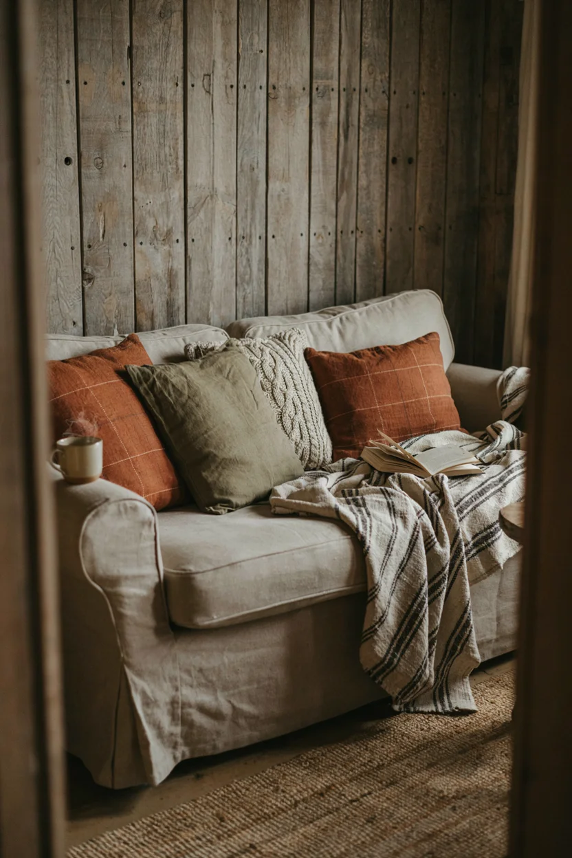 Muted Plaid Textile Layering