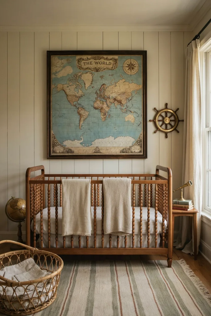 Nautical Map Nursery with Vintage Charm