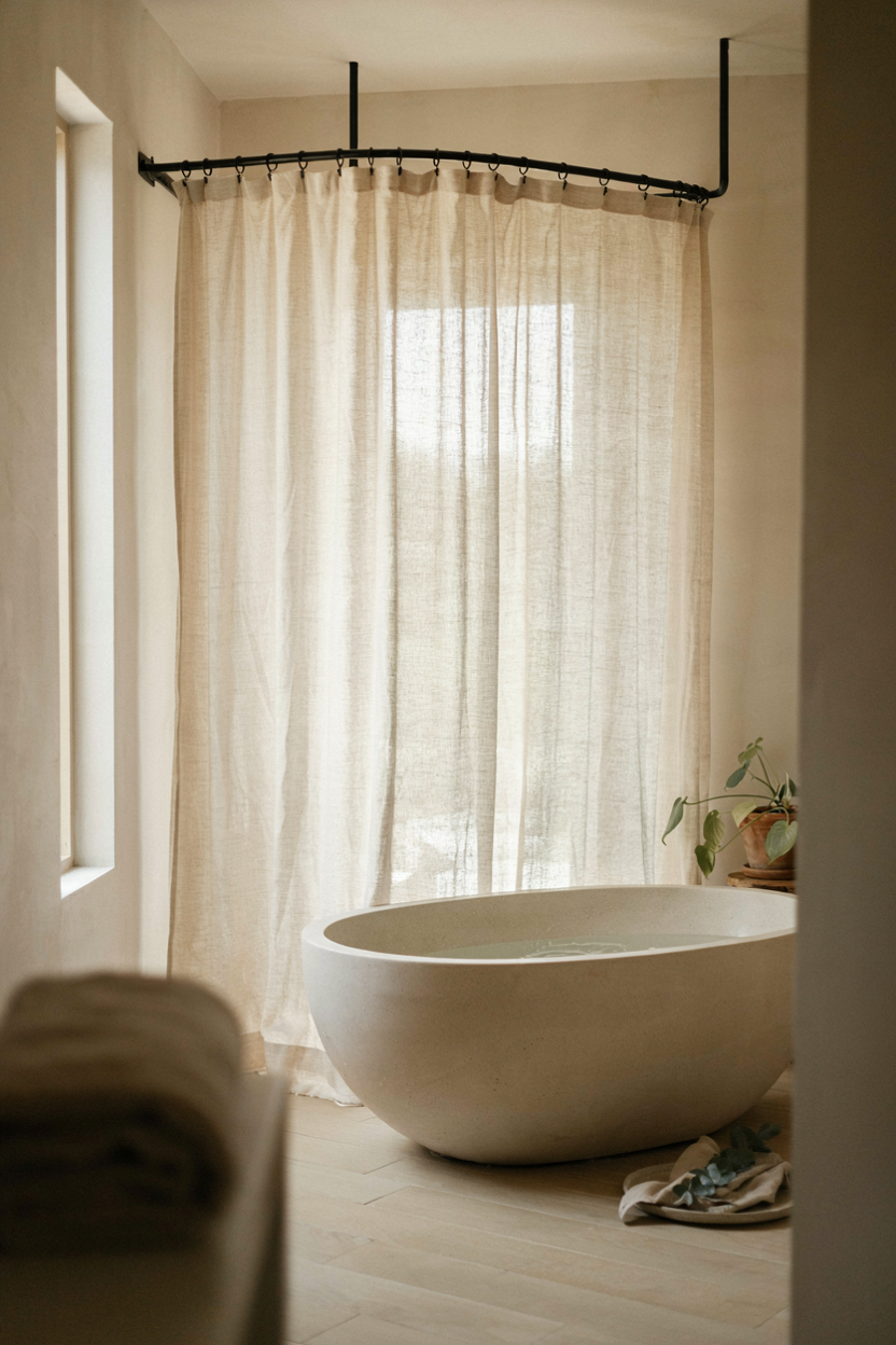 Neutral Linen Shower Curtain