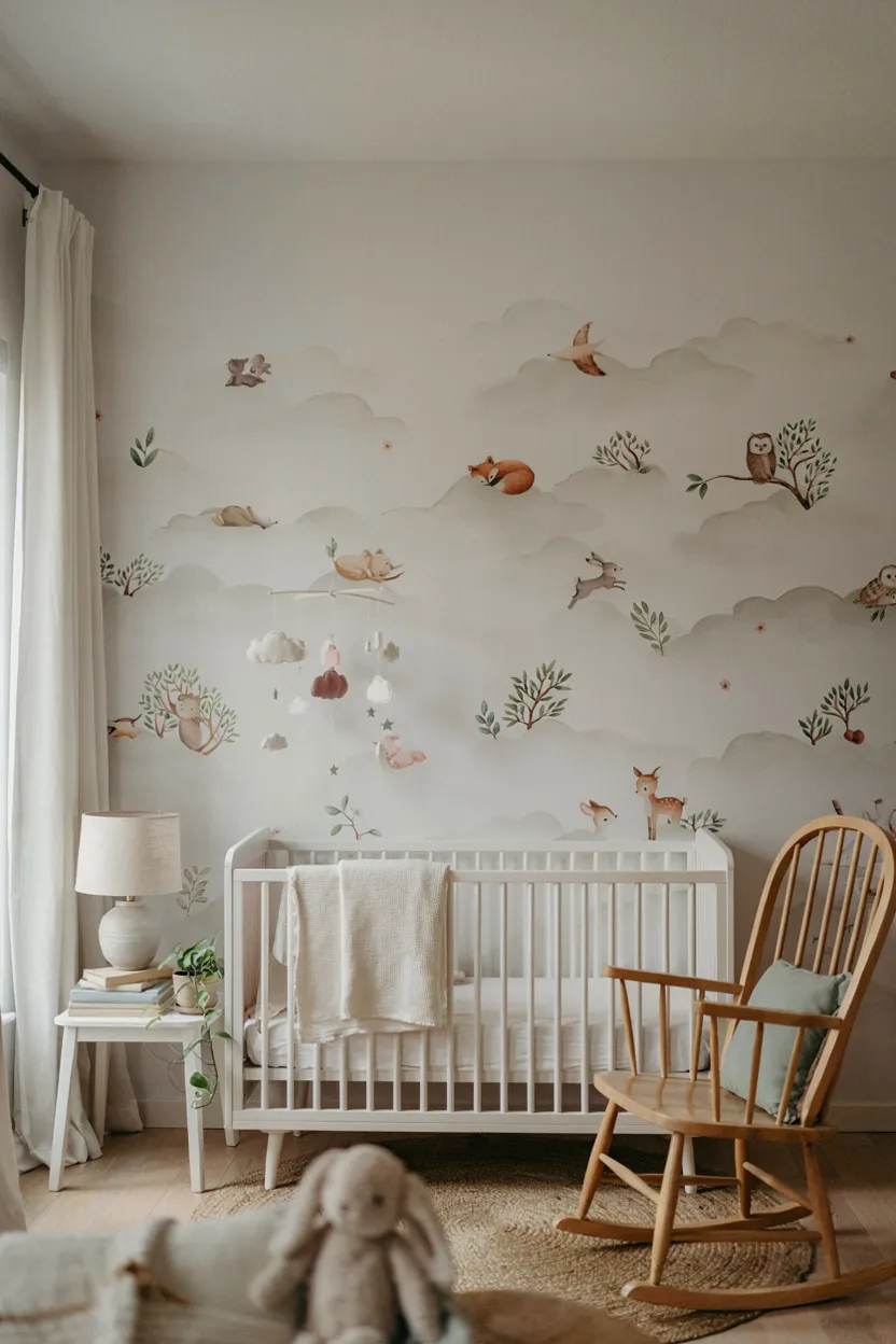 Nursery Cloud & Animal Wallpaper