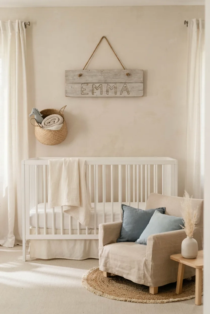 Ocean Nursery with Driftwood Name Sign