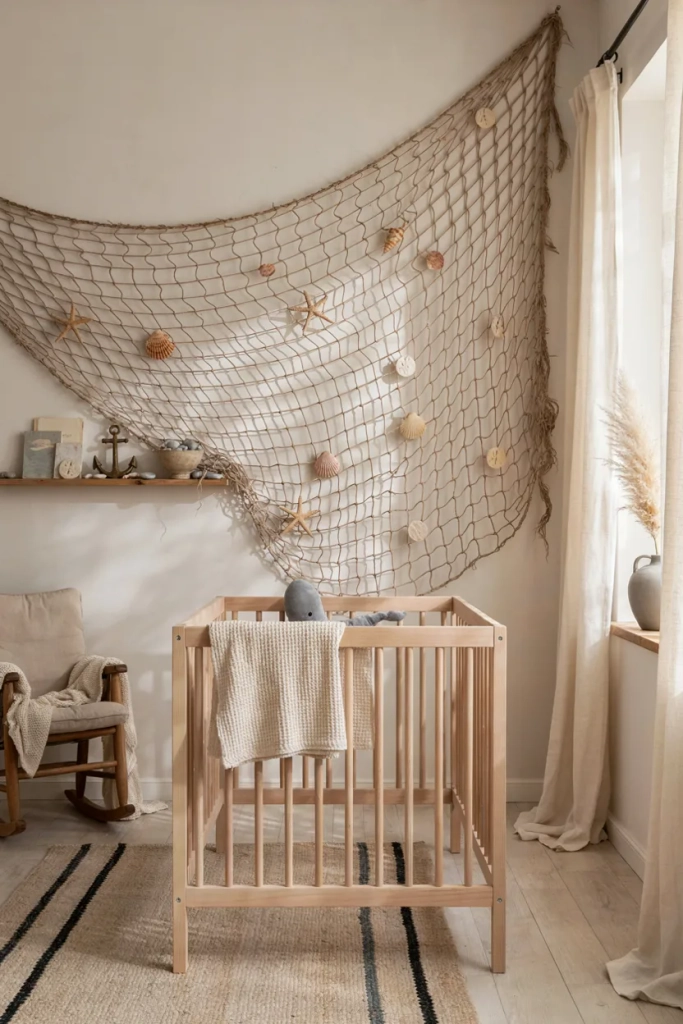 Ocean Nursery with Fishing Net Wall Decor