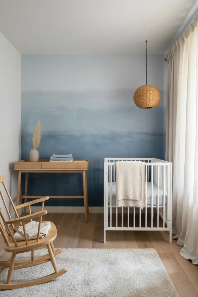  Ocean Nursery with Layered Blue Ombre Walls
