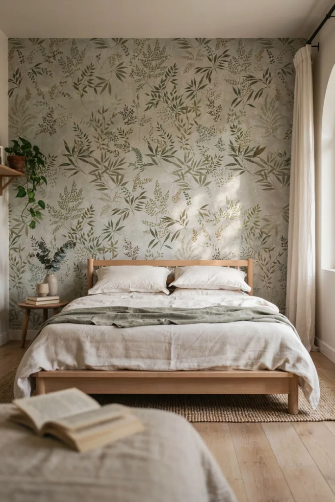 Olive Green Botanical Wallpaper