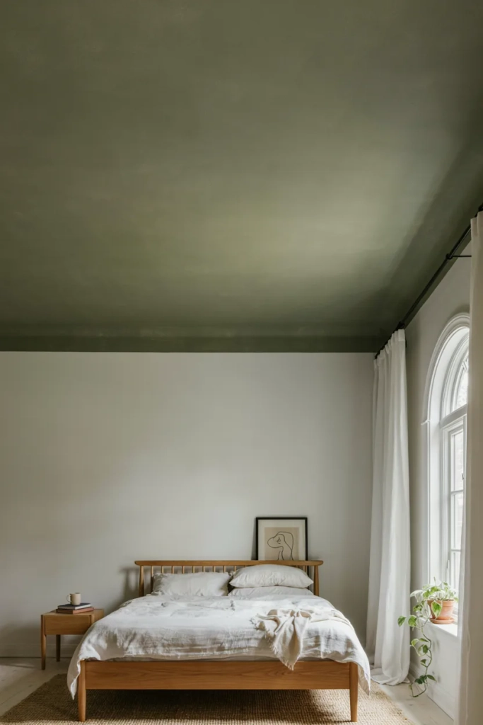 Olive Green Ceiling with White Walls