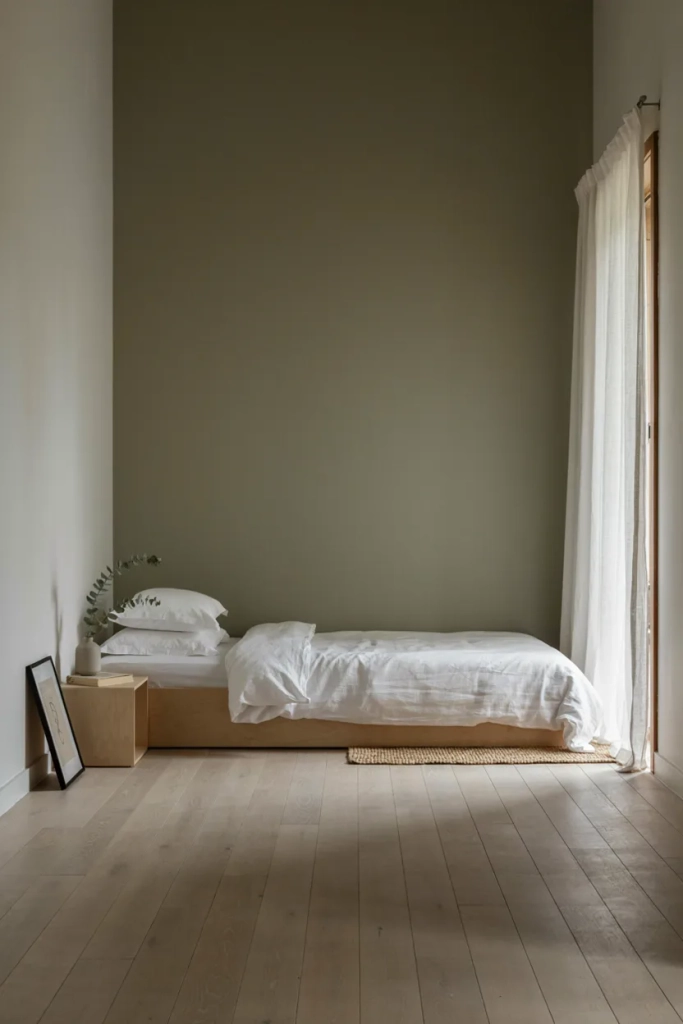 Olive Green Minimalist Bedroom