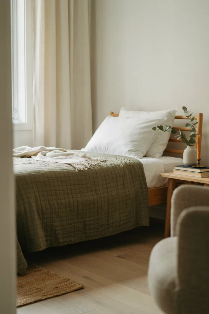 Olive Green Quilted Bedspread