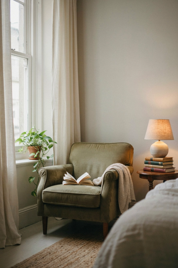 Olive Green Reading Nook Corner Olive Green Bedroom Ideas