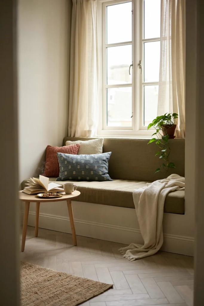 Olive Green Window Seat Nook