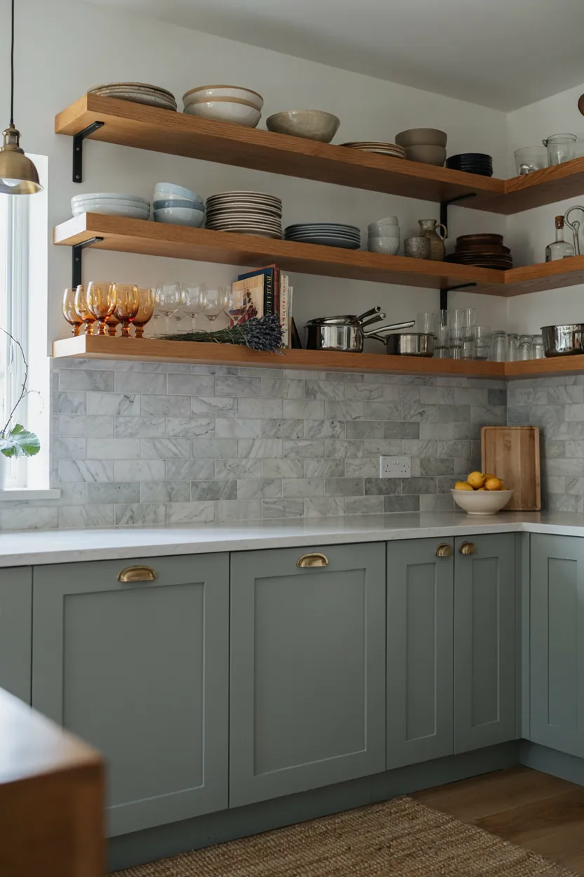 Open Shelving Paired with Closed Lower Cabinets