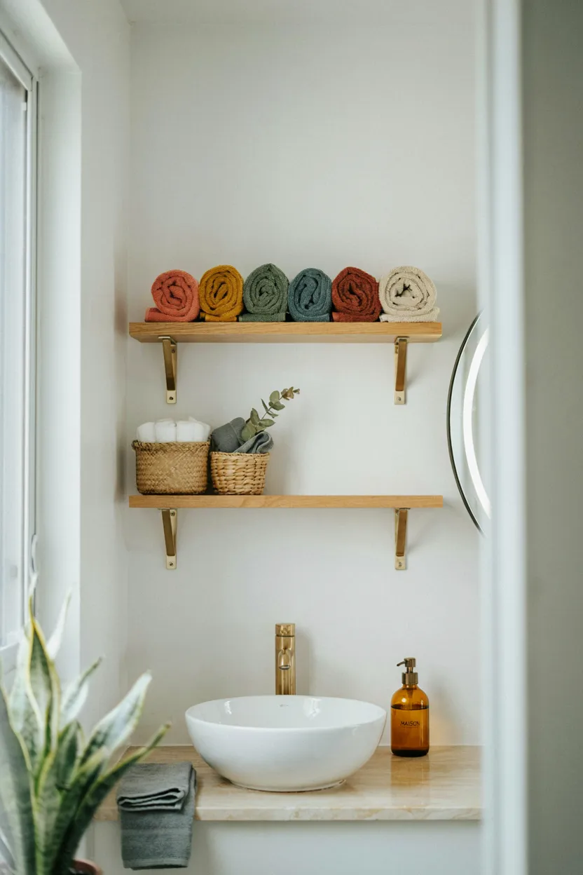 Open Shelving for Colorful Towels