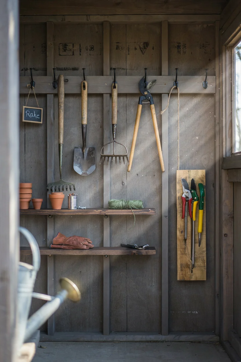 Pallet Tool Storage Shed Wall