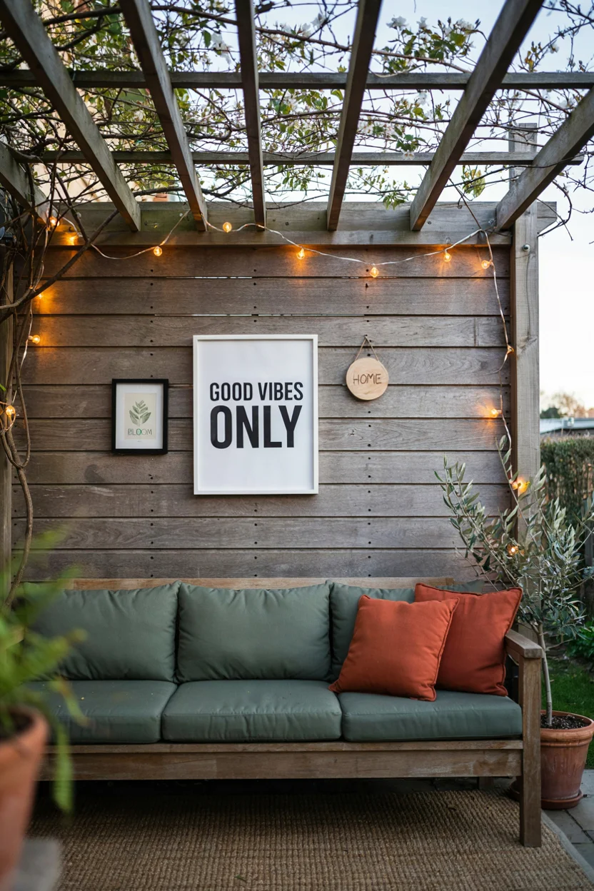 Pallet Wood Pergola Accent Wall
