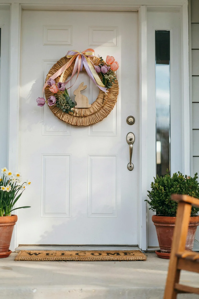 Pastel Bunny Wreath Welcome