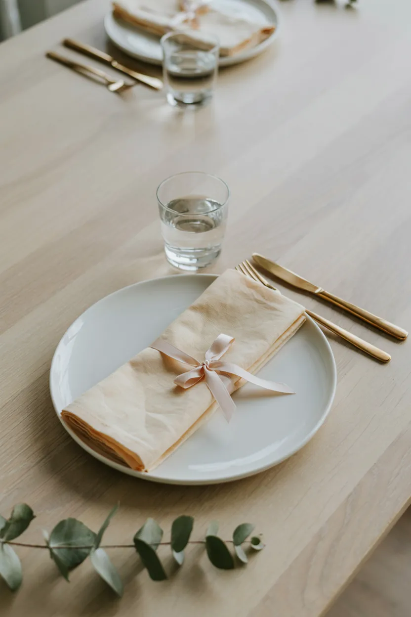  Pastel Linen Napkins with Ribbon Ties