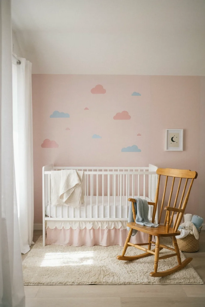 Pastel Ocean Nursery with Soft Pink and Blue
