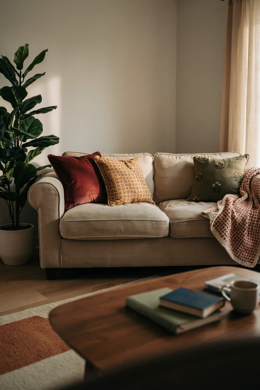 Patterned Throw Pillows in Warm Jewel Tones