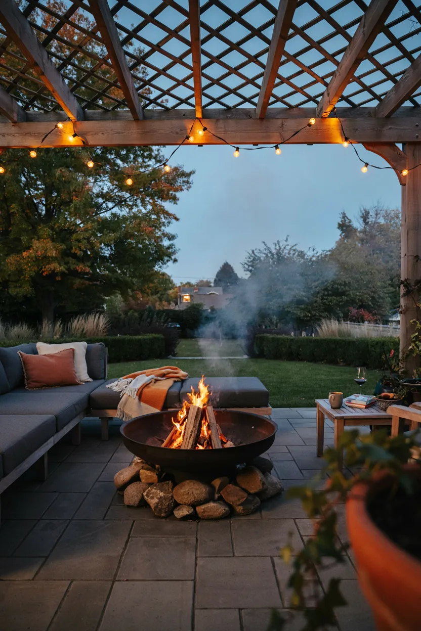 Pergola-Covered Fire Pit