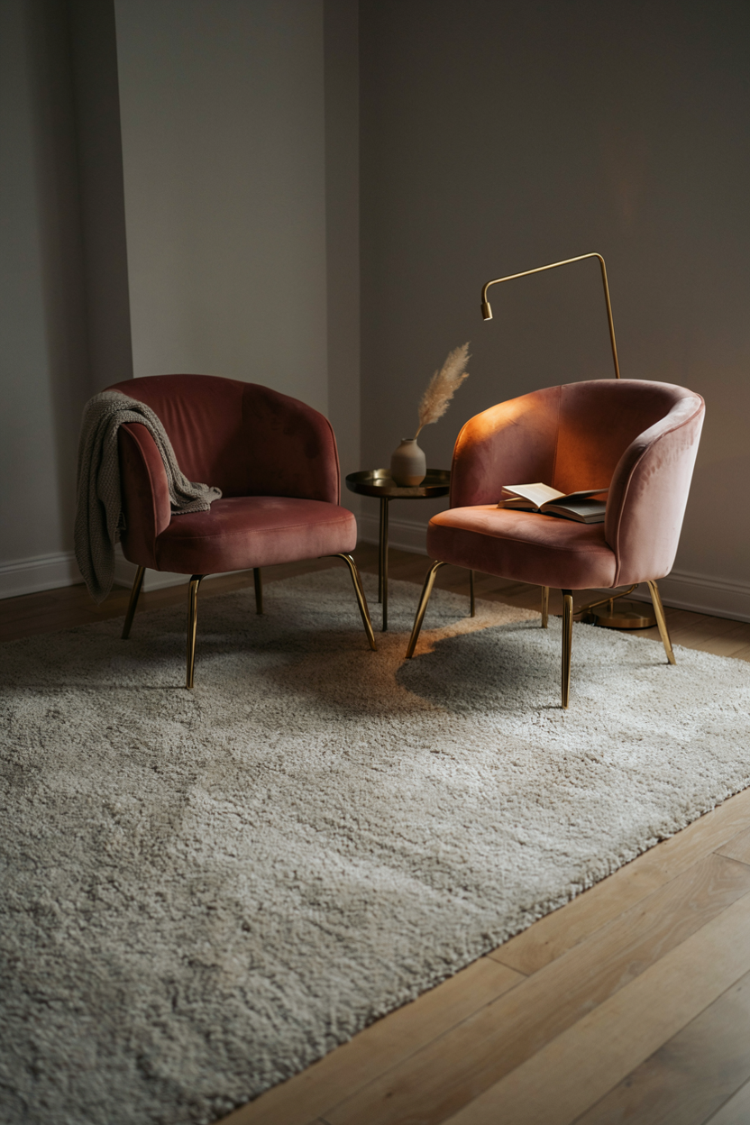  Plush Area Rug Anchoring a Cozy Seating Corner