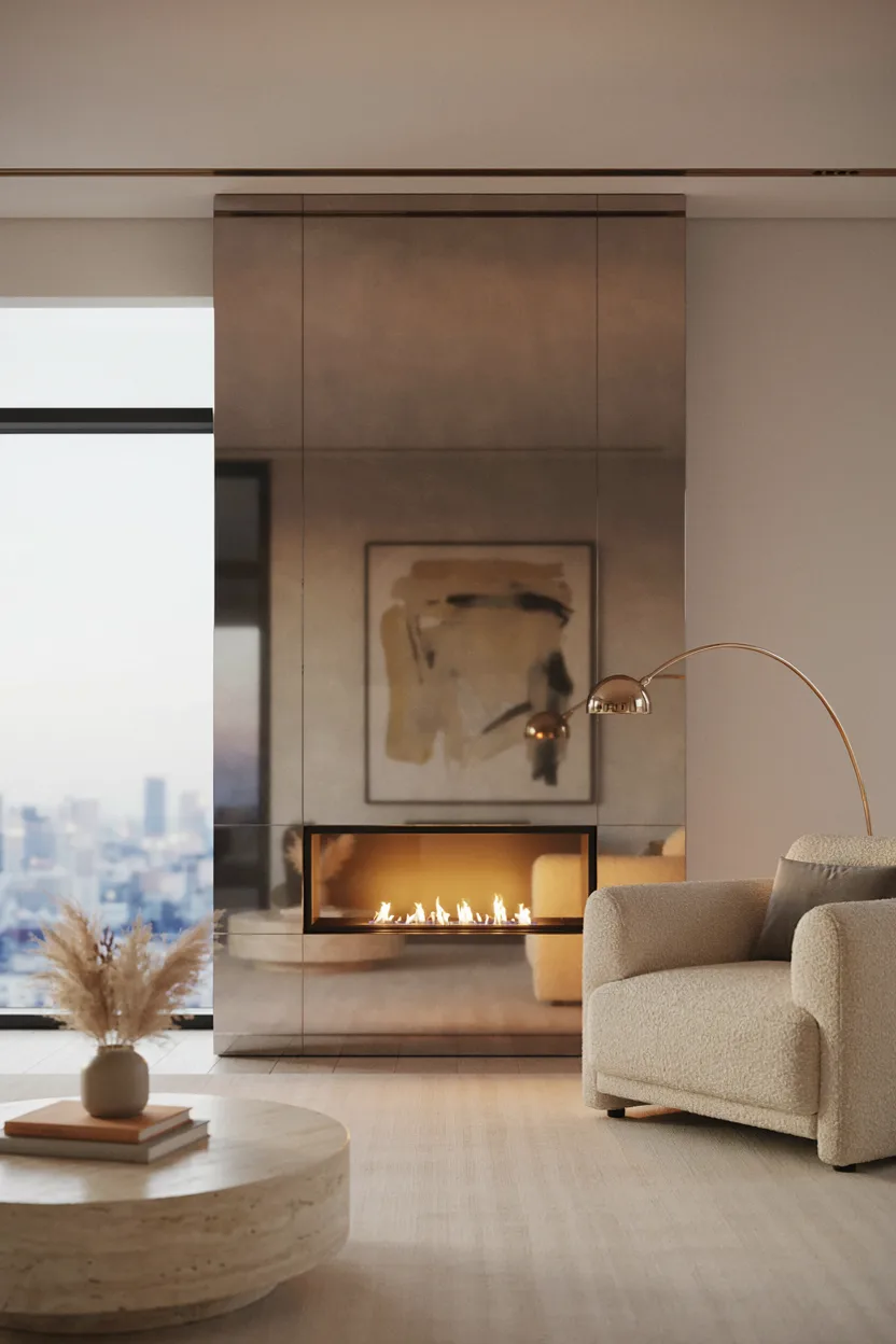 Polished Concrete Fireplace Surround