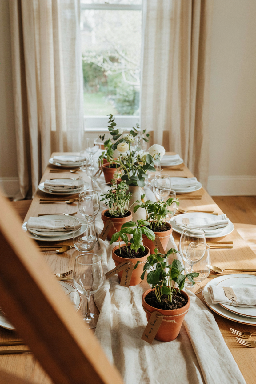 Potted Herb Favors at Each Setting