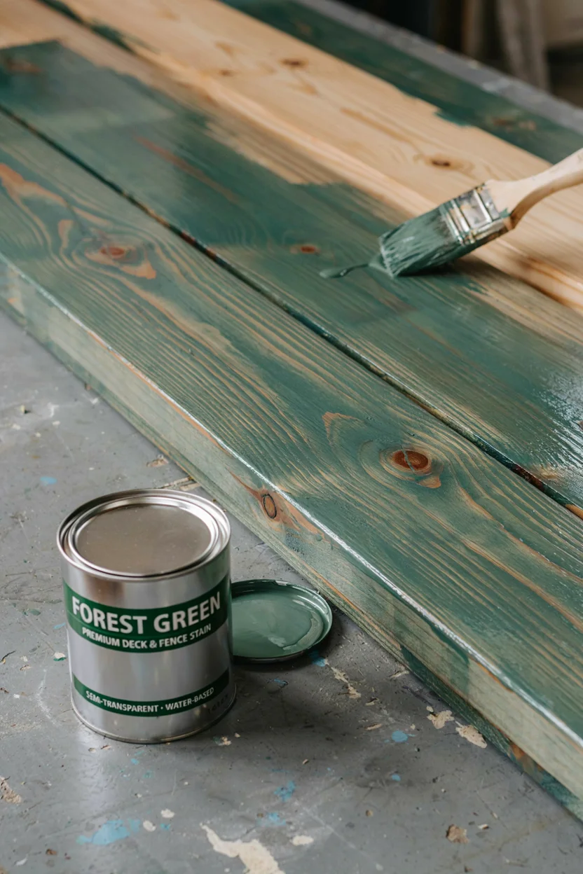 Pressure-Treated Pine with Solid Forest Green Stain