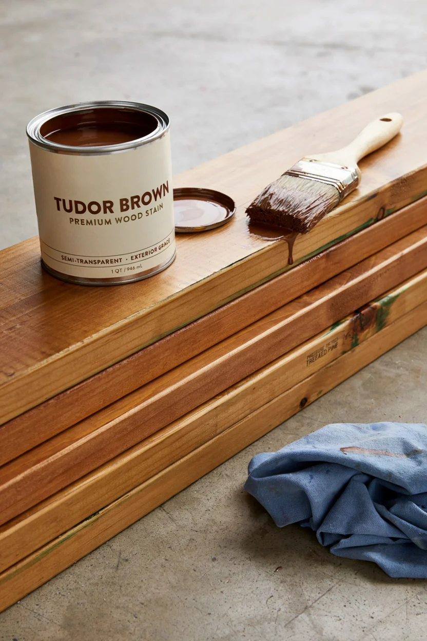  Pressure-Treated Pine with Tudor Brown Stain