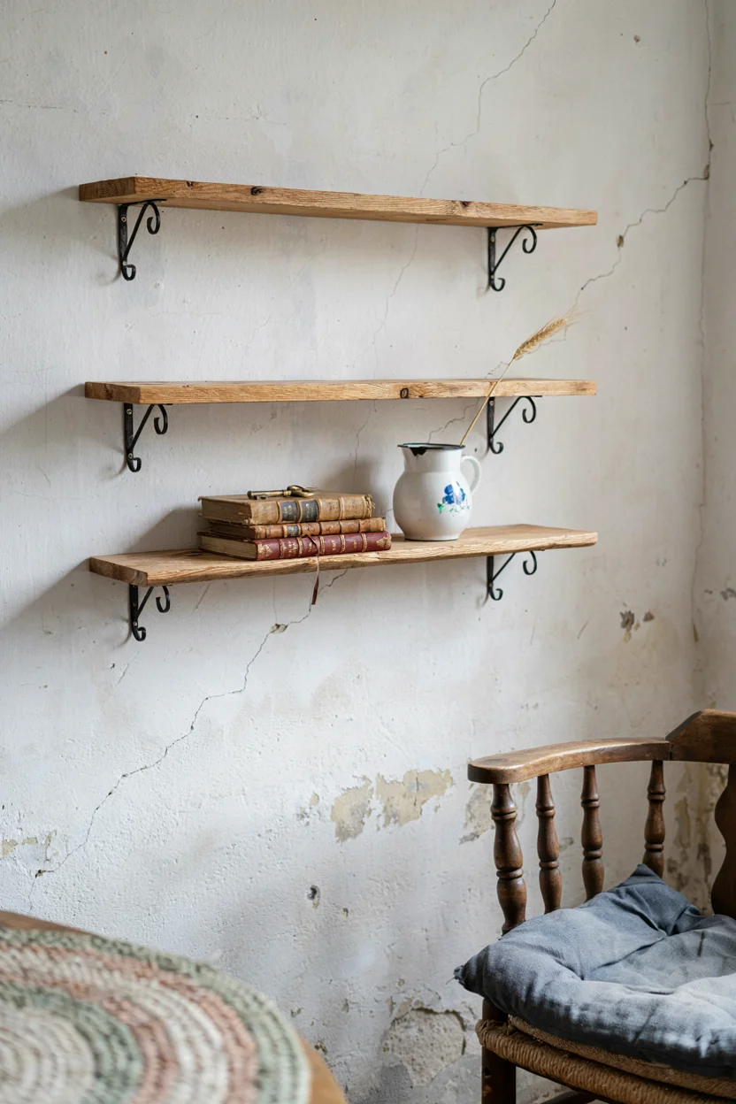 Raw Edge Wood Shelving