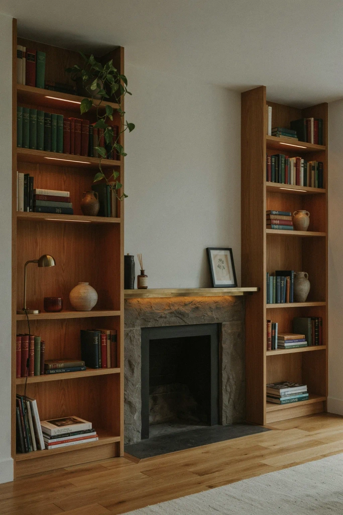 Recessed Niche Lighting for Built-In Shelving