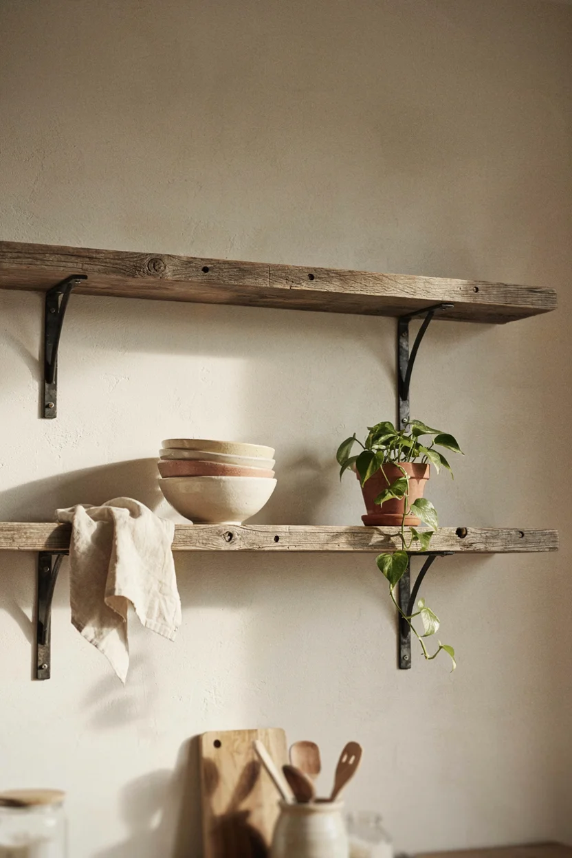 Reclaimed Wood Open Shelves