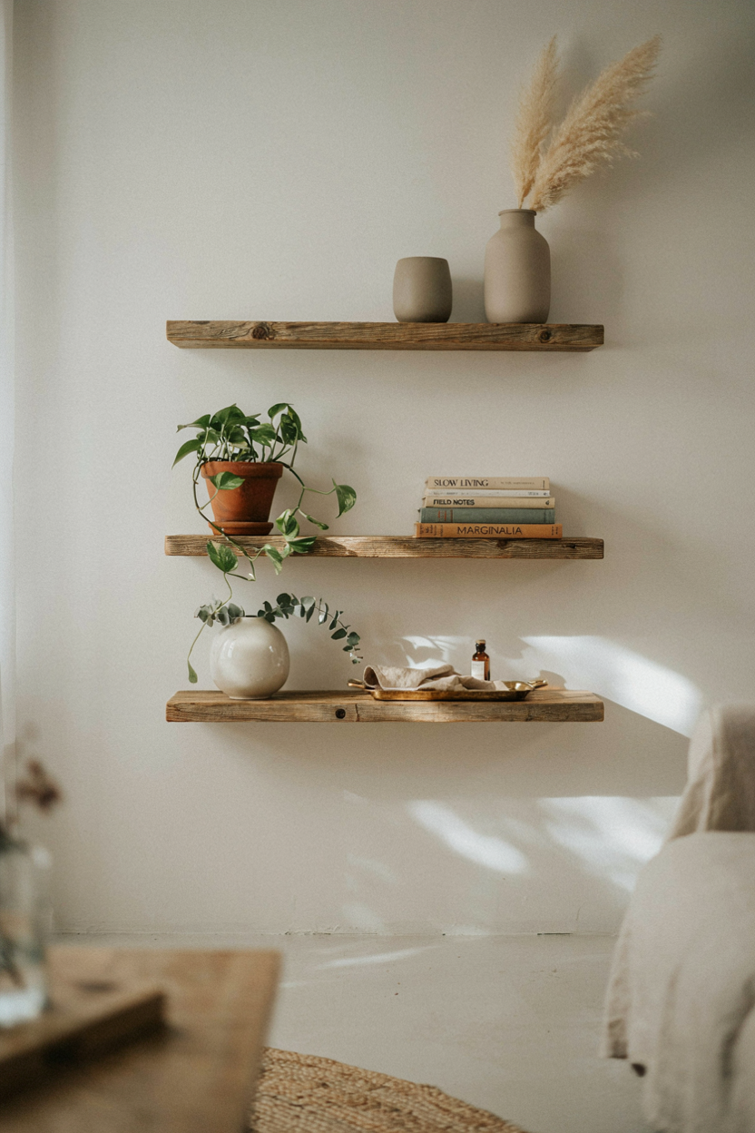 Reclaimed Wood Shelves for Curated Displays