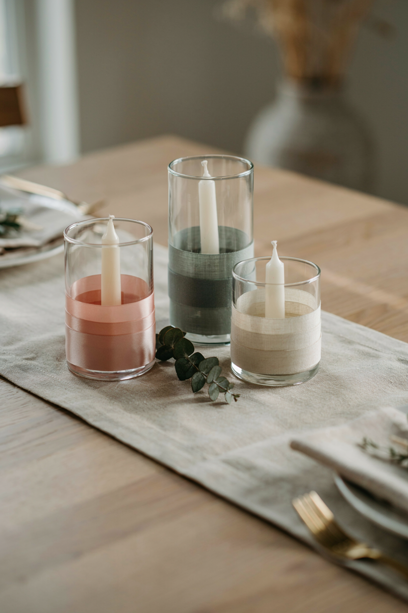 Ribbon-Wrapped Candle Holders