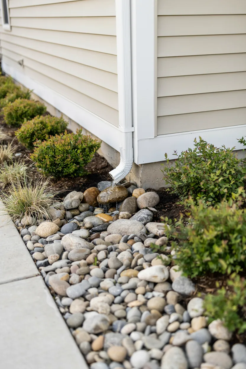 River Rock Downspout Solution