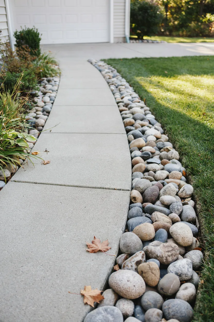 River Rock Driveway Edging