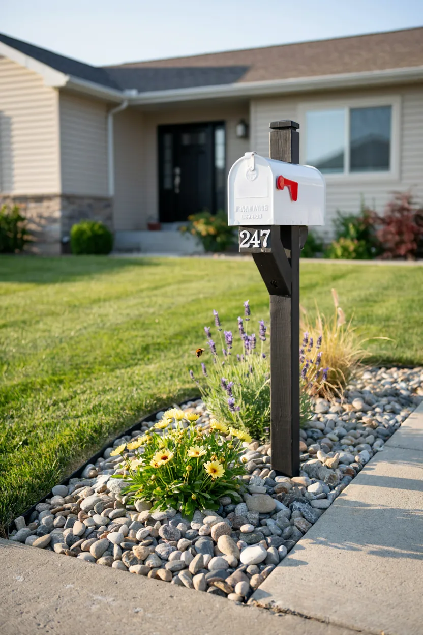 River Rock Mailbox Garden